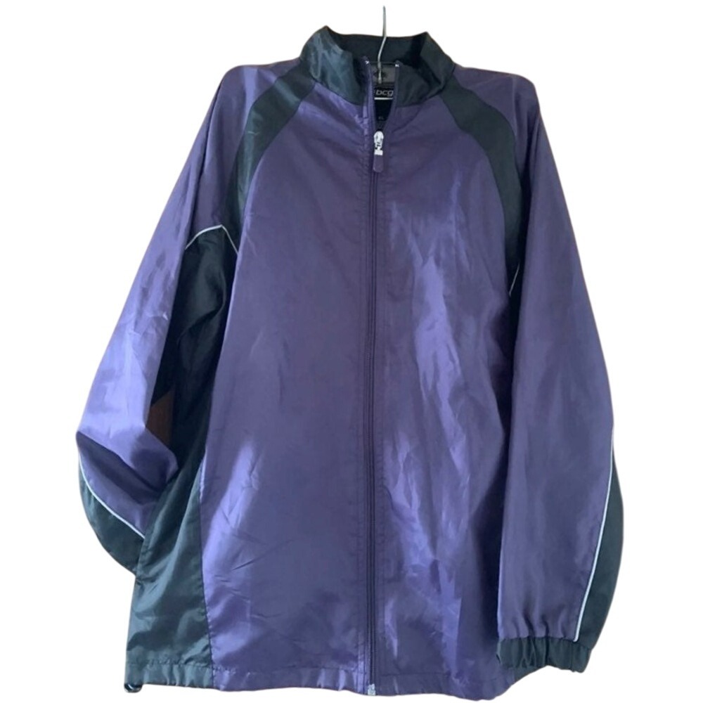 BCG Windbreaker Sz XL‎ Purple Black Zip Front
